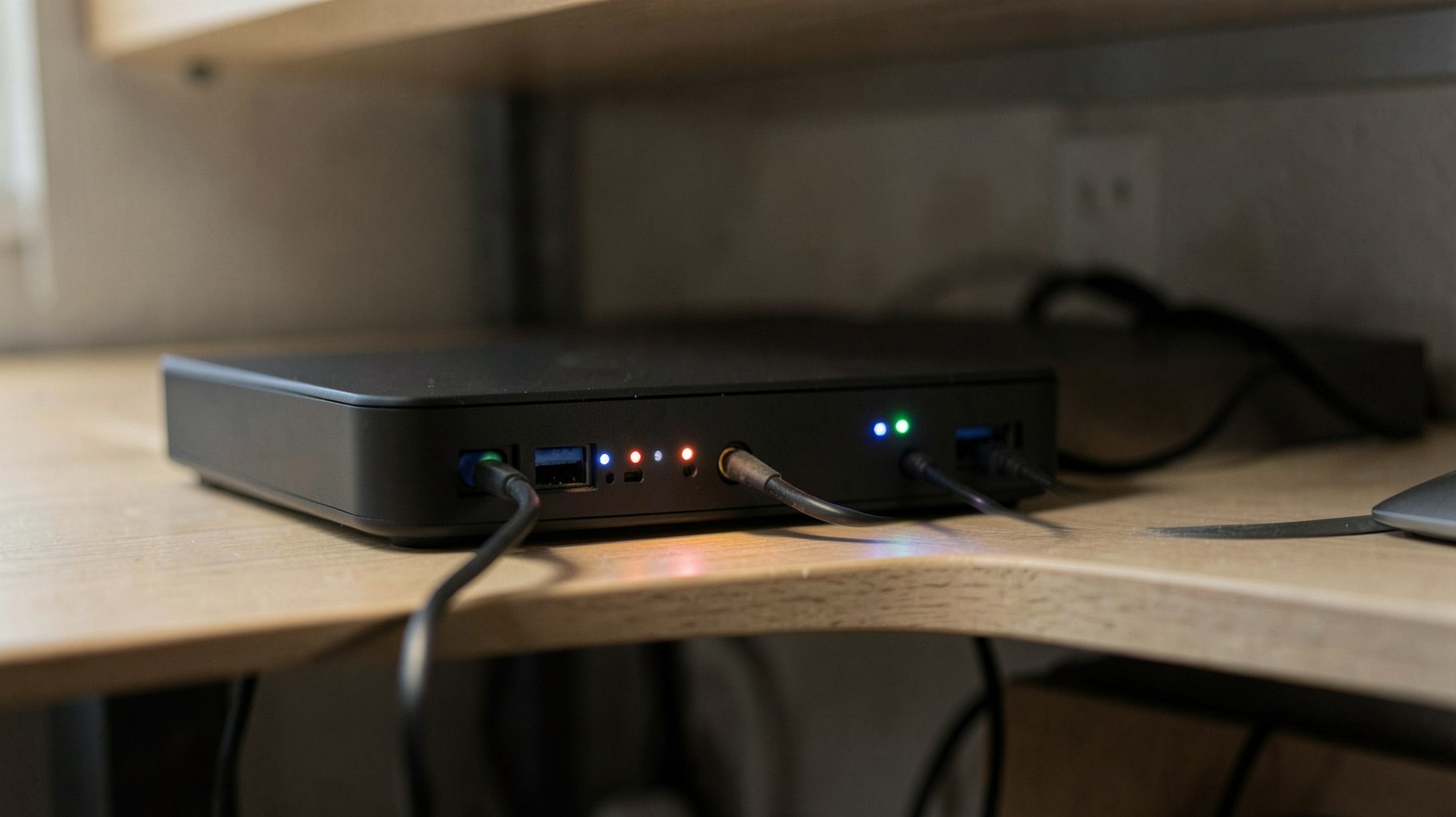 ルーターとLANケーブルが接続されたネットワーク機器
